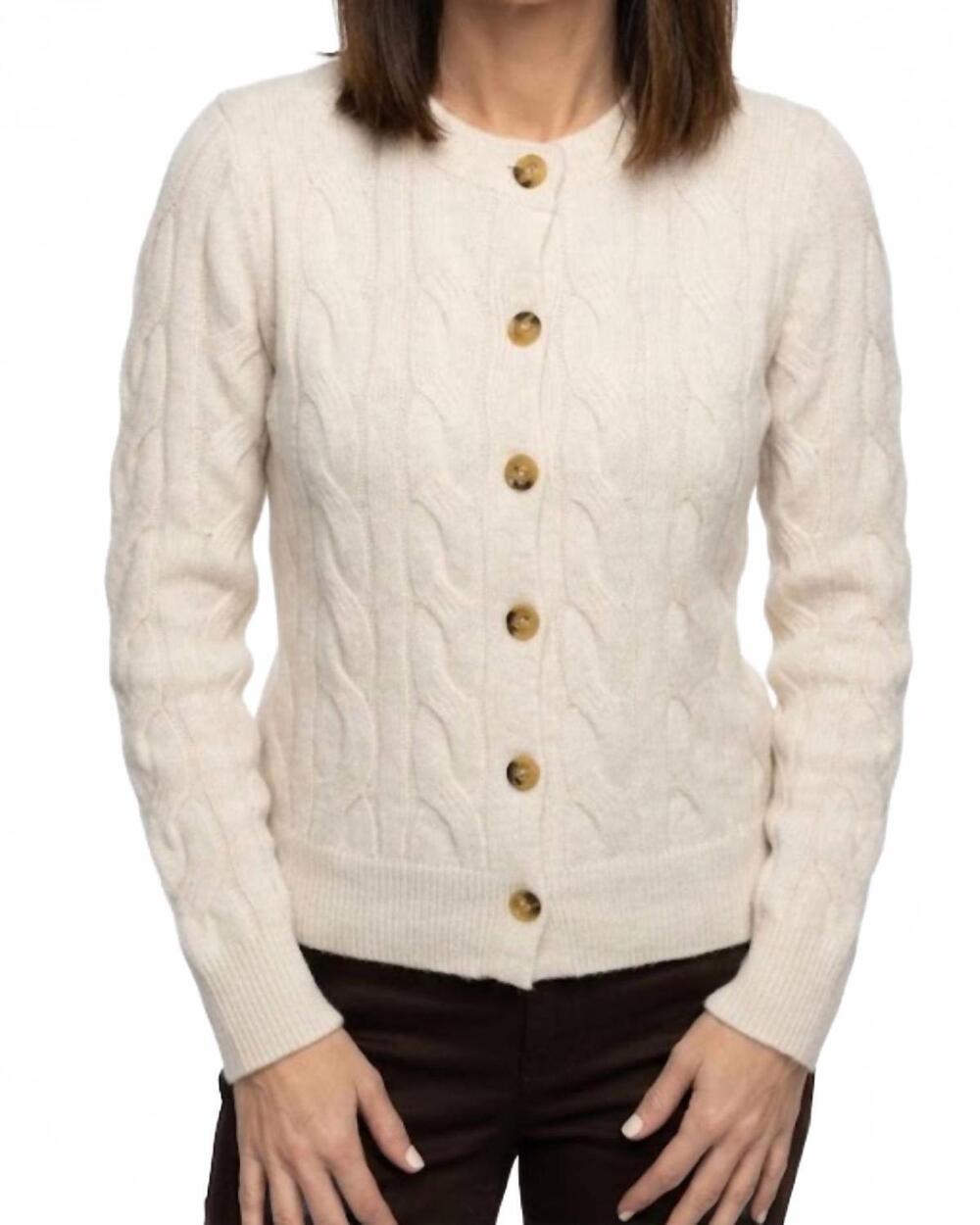 NEW FATE hearthside cable knit cardigan in cream